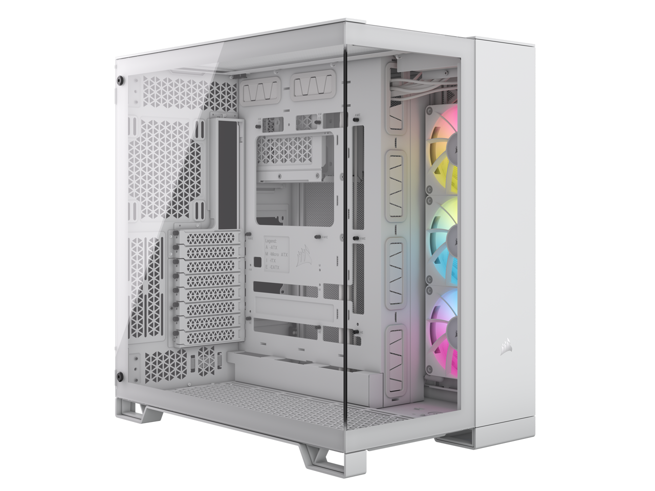CORSAIR iCUE LINK 6500X RGB Mid-Tower Dual Chamber PC Case – White – Two Tempered Glass Panels – 3x RX120 RGB Fans Included