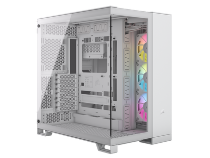 CORSAIR iCUE LINK 6500X RGB Mid-Tower Dual Chamber PC Case – White – Two Tempered Glass Panels – 3x RX120 RGB Fans Included