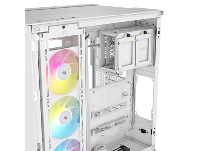 CORSAIR iCUE LINK 6500X RGB Mid-Tower Dual Chamber PC Case – White – Two Tempered Glass Panels – 3x RX120 RGB Fans Included