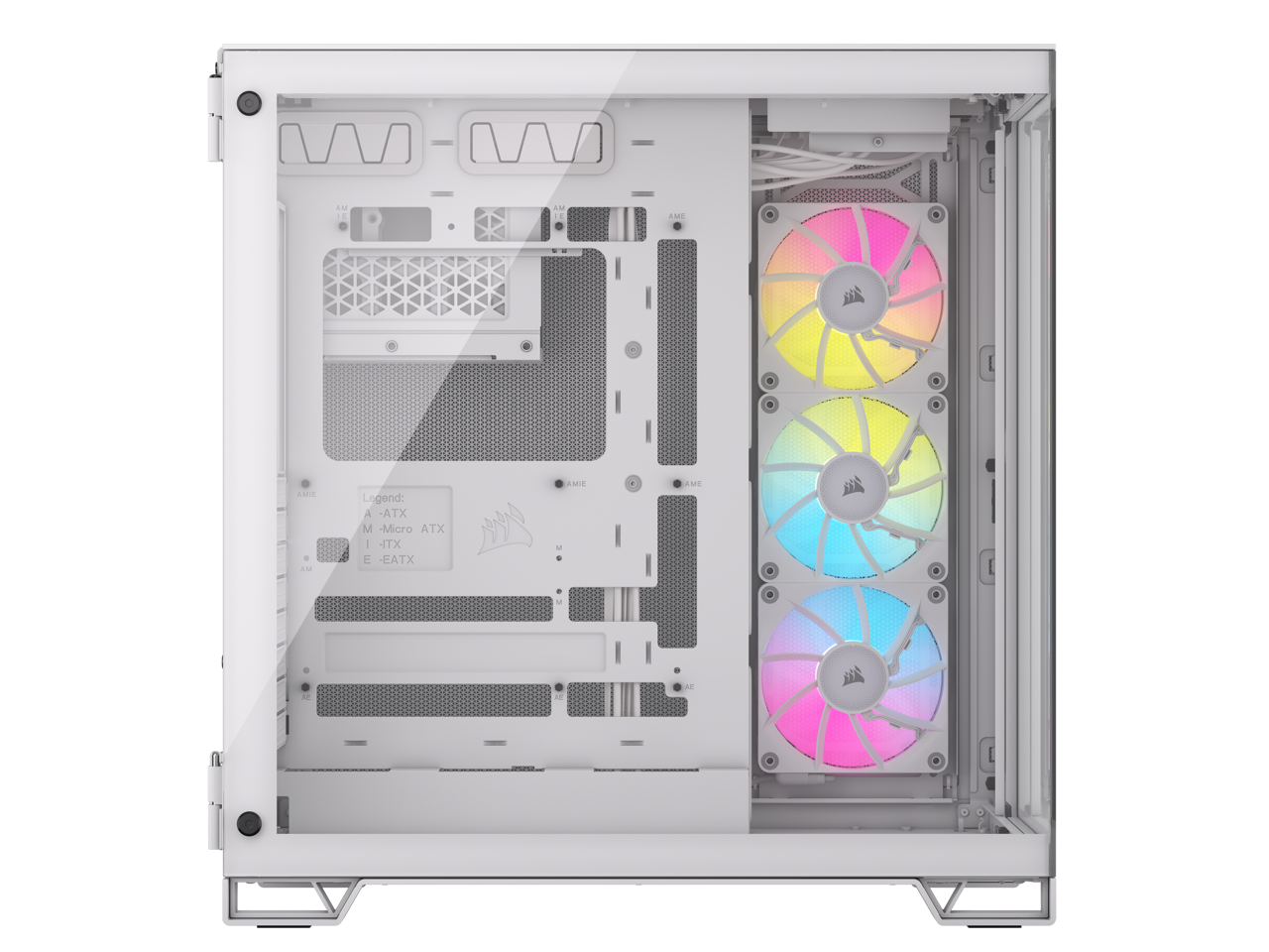 CORSAIR iCUE LINK 6500X RGB Mid-Tower Dual Chamber PC Case – White – Two Tempered Glass Panels – 3x RX120 RGB Fans Included