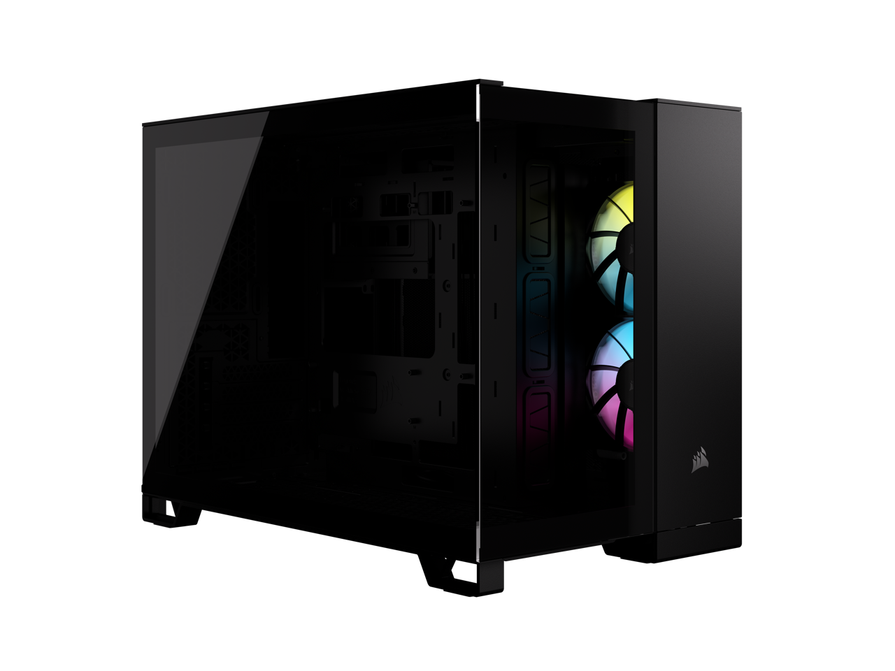 CORSAIR iCUE LINK 2500X RGB Micro ATX Dual Chamber PC Case – Two Tempered Glass Panels – 2x RX120 RGB Fans Included – Highly Customizable