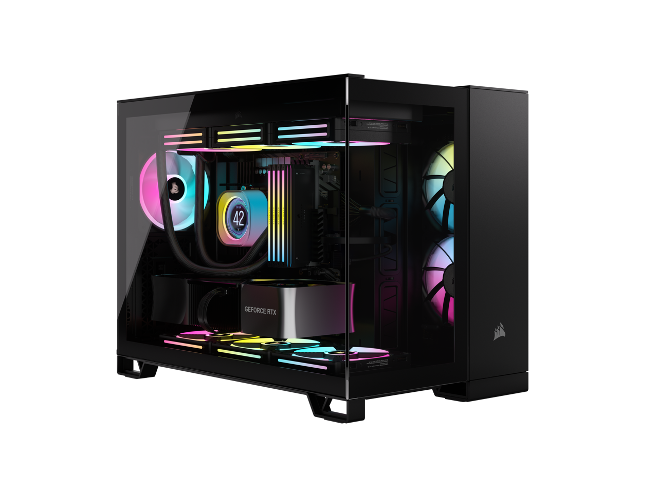 CORSAIR iCUE LINK 2500X RGB Micro ATX Dual Chamber PC Case – Two Tempered Glass Panels – 2x RX120 RGB Fans Included – Highly Customizable