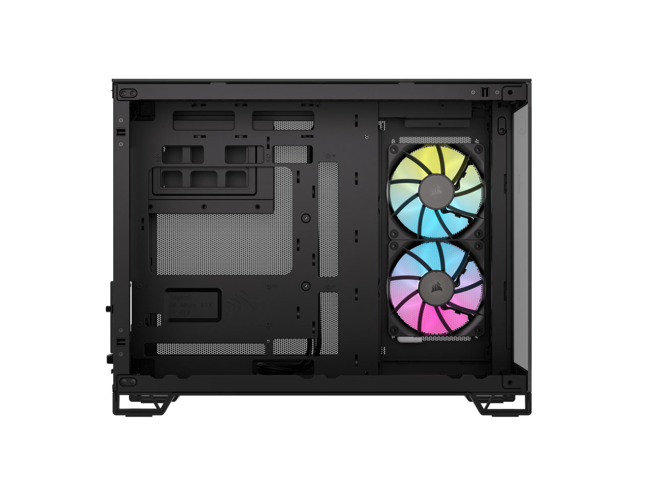 CORSAIR iCUE LINK 2500X RGB Micro ATX Dual Chamber PC Case – Two Tempered Glass Panels – 2x RX120 RGB Fans Included – Highly Customizable