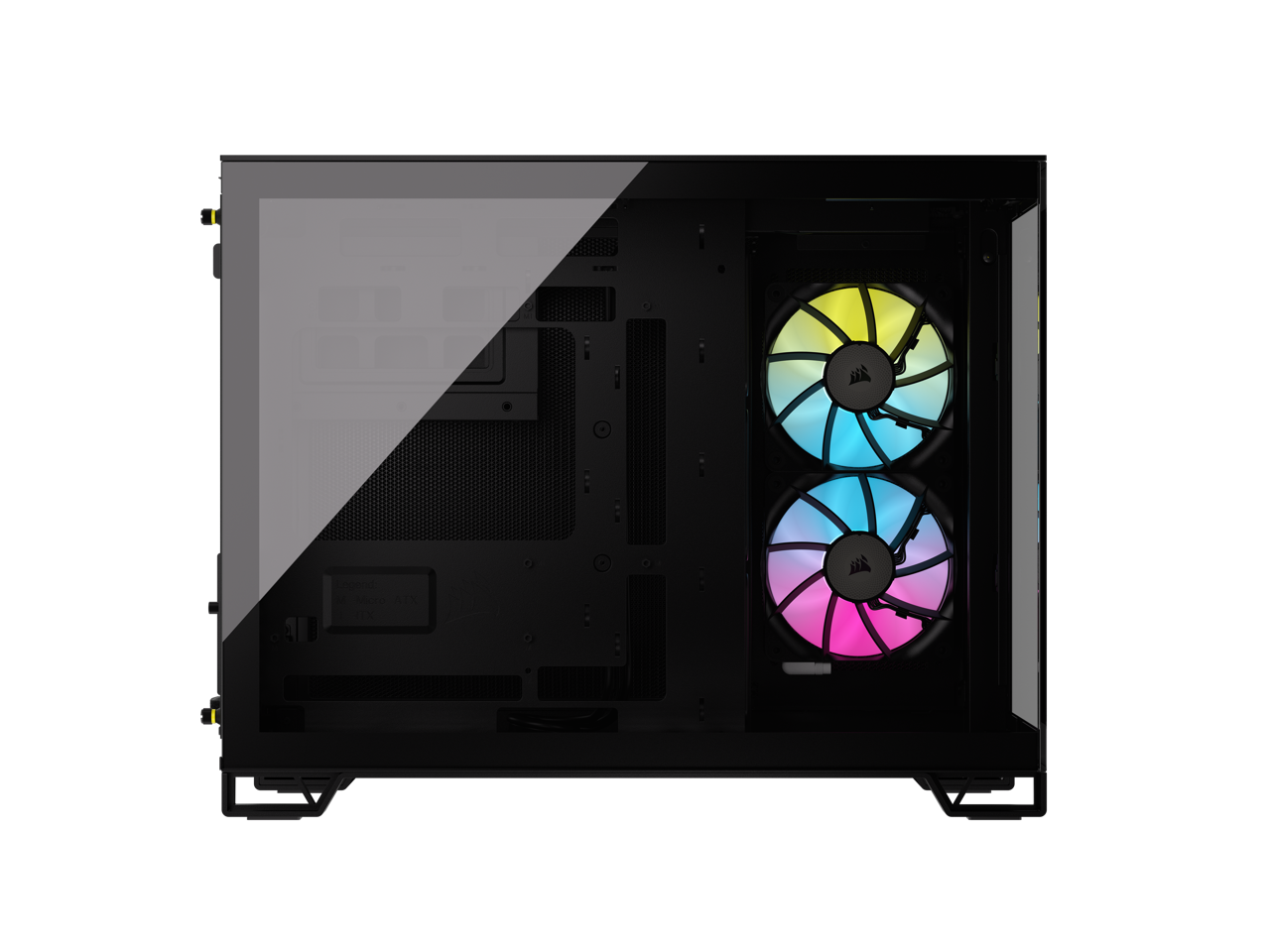 CORSAIR iCUE LINK 2500X RGB Micro ATX Dual Chamber PC Case – Two Tempered Glass Panels – 2x RX120 RGB Fans Included – Highly Customizable