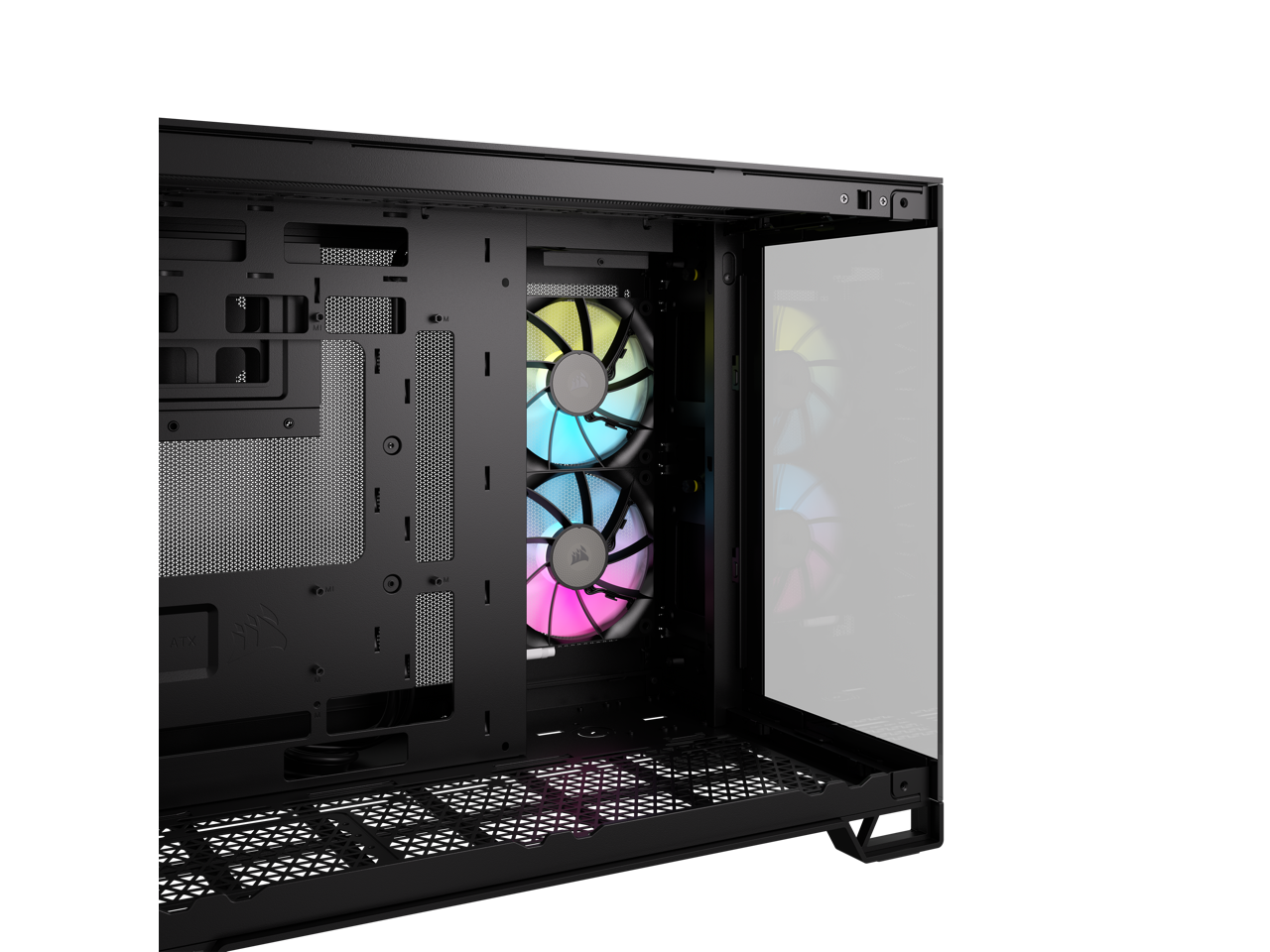 CORSAIR iCUE LINK 2500X RGB Micro ATX Dual Chamber PC Case – Two Tempered Glass Panels – 2x RX120 RGB Fans Included – Highly Customizable