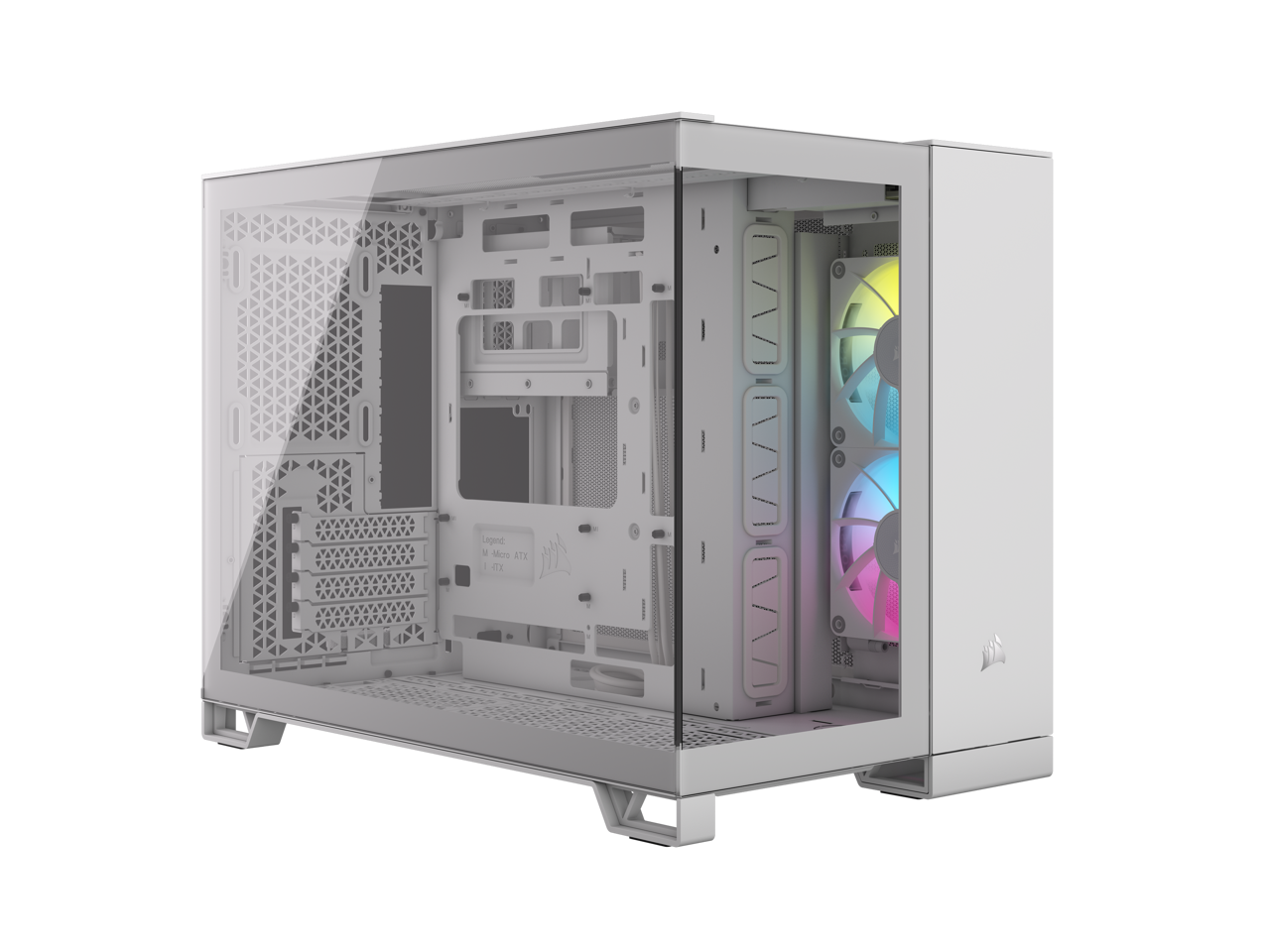 CORSAIR iCUE LINK 2500X RGB Micro ATX Dual Chamber PC Case – White – Two Tempered Glass Panels – 2x RX120 RGB Fans Included – Highly Customizable