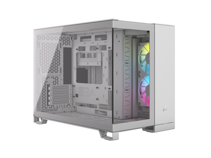 CORSAIR iCUE LINK 2500X RGB Micro ATX Dual Chamber PC Case – White – Two Tempered Glass Panels – 2x RX120 RGB Fans Included – Highly Customizable