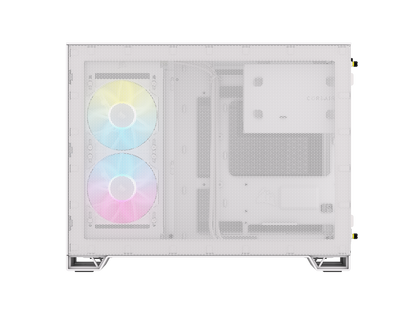 CORSAIR iCUE LINK 2500X RGB Micro ATX Dual Chamber PC Case – White – Two Tempered Glass Panels – 2x RX120 RGB Fans Included – Highly Customizable