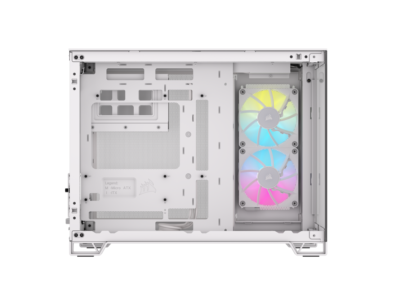 CORSAIR iCUE LINK 2500X RGB Micro ATX Dual Chamber PC Case – White – Two Tempered Glass Panels – 2x RX120 RGB Fans Included – Highly Customizable