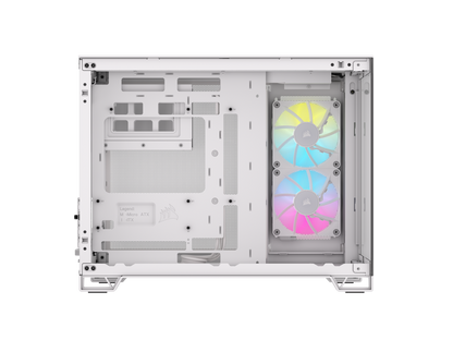 CORSAIR iCUE LINK 2500X RGB Micro ATX Dual Chamber PC Case – White – Two Tempered Glass Panels – 2x RX120 RGB Fans Included – Highly Customizable