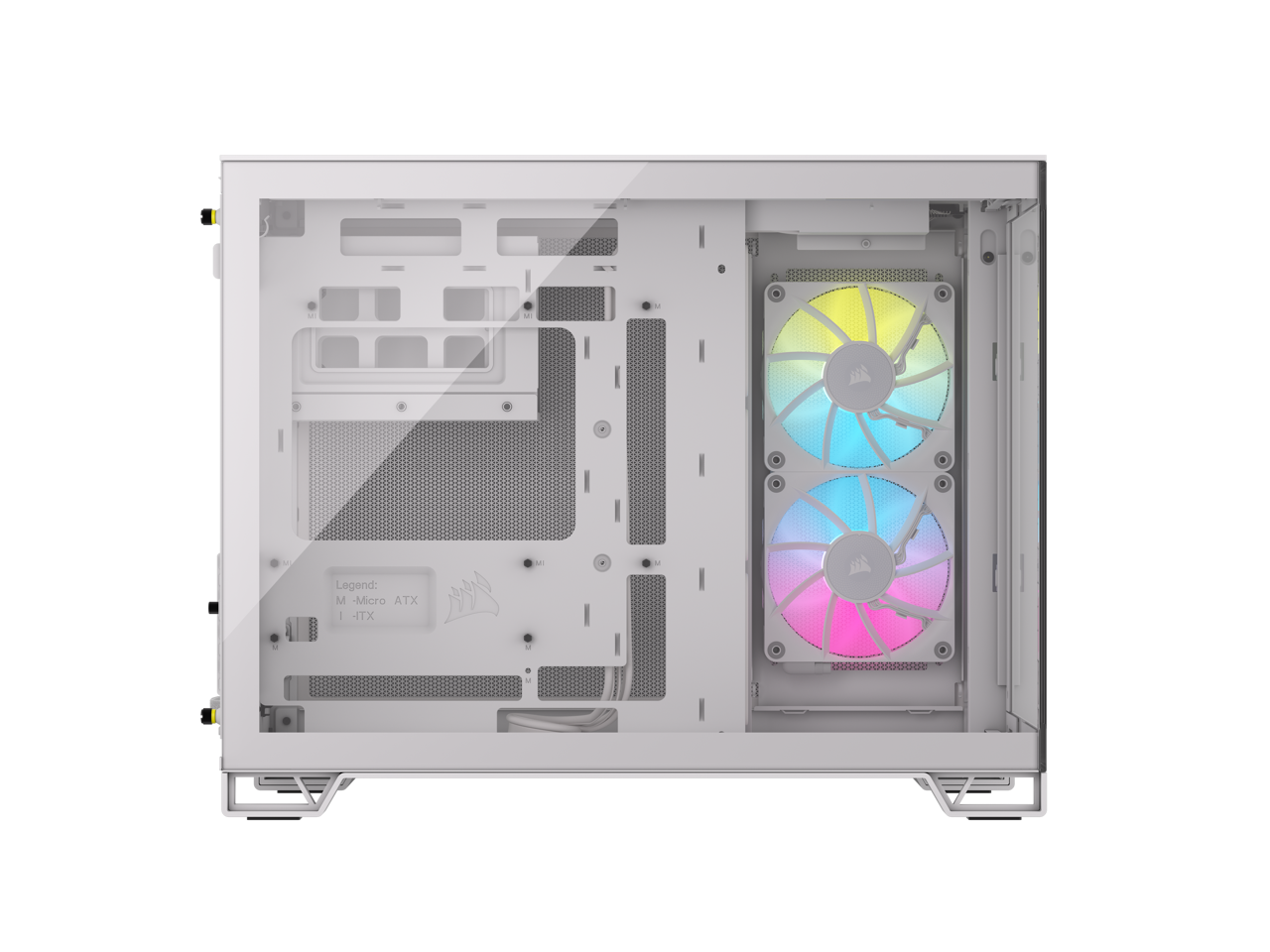 CORSAIR iCUE LINK 2500X RGB Micro ATX Dual Chamber PC Case – White – Two Tempered Glass Panels – 2x RX120 RGB Fans Included – Highly Customizable