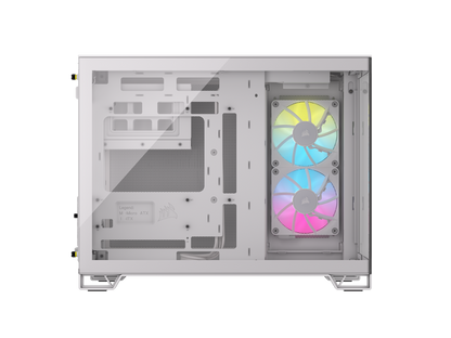 CORSAIR iCUE LINK 2500X RGB Micro ATX Dual Chamber PC Case – White – Two Tempered Glass Panels – 2x RX120 RGB Fans Included – Highly Customizable