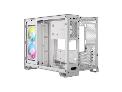 CORSAIR iCUE LINK 2500X RGB Micro ATX Dual Chamber PC Case – White – Two Tempered Glass Panels – 2x RX120 RGB Fans Included – Highly Customizable