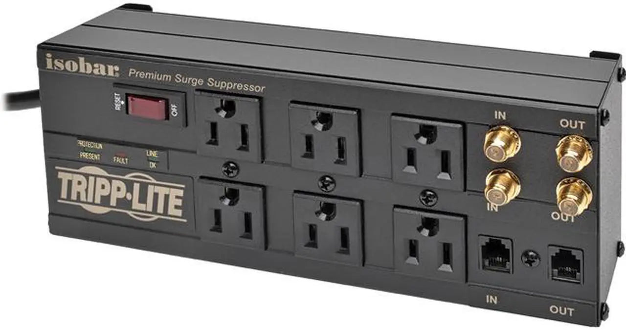 Tripp Lite Isobar 6-Outlet Surge Protector Power Strip, 6 Feet Cord, 2850 Joules, Tel / Coax / Modem Protection - Model ISOBAR6DBS