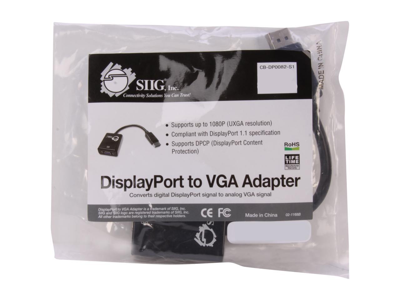 SIIG CB-DP0082-S1 DisplayPort to VGA Adapter Cable