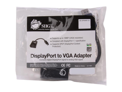 SIIG CB-DP0082-S1 DisplayPort to VGA Adapter Cable