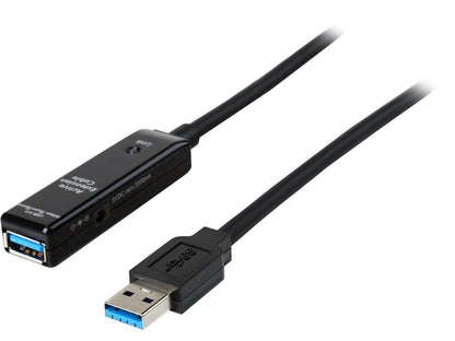 SIIG JU-CB0611-S1 Black USB 3.0 Active Repeater Cable w/ Power adapter