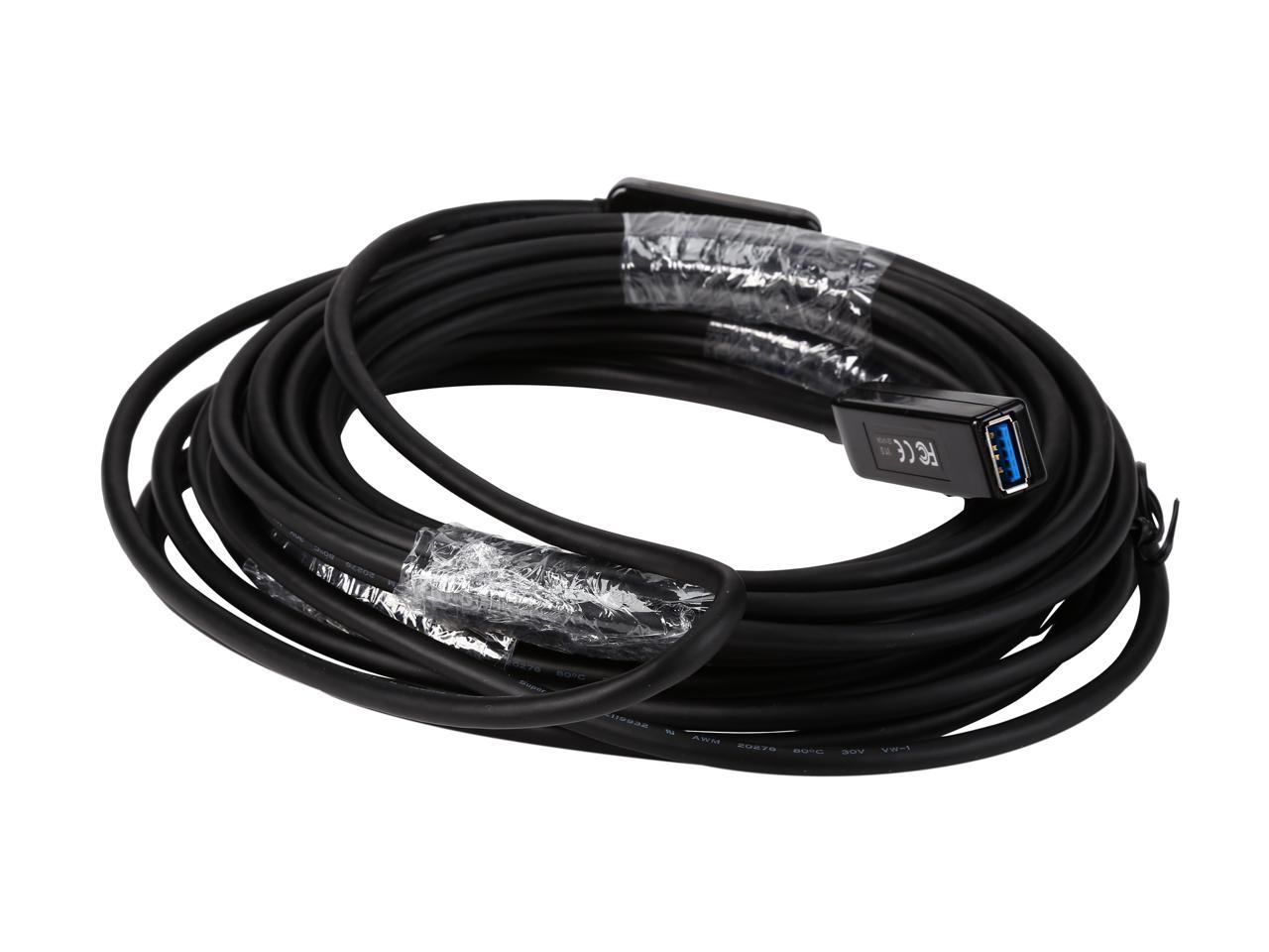 SIIG JU-CB0611-S1 Black USB 3.0 Active Repeater Cable w/ Power adapter