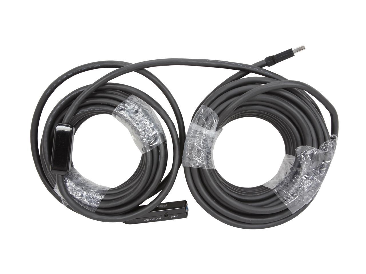 SIIG JU-CB0711-S1 Black USB 3.0 Active Repeater Cable w/ Power adapter