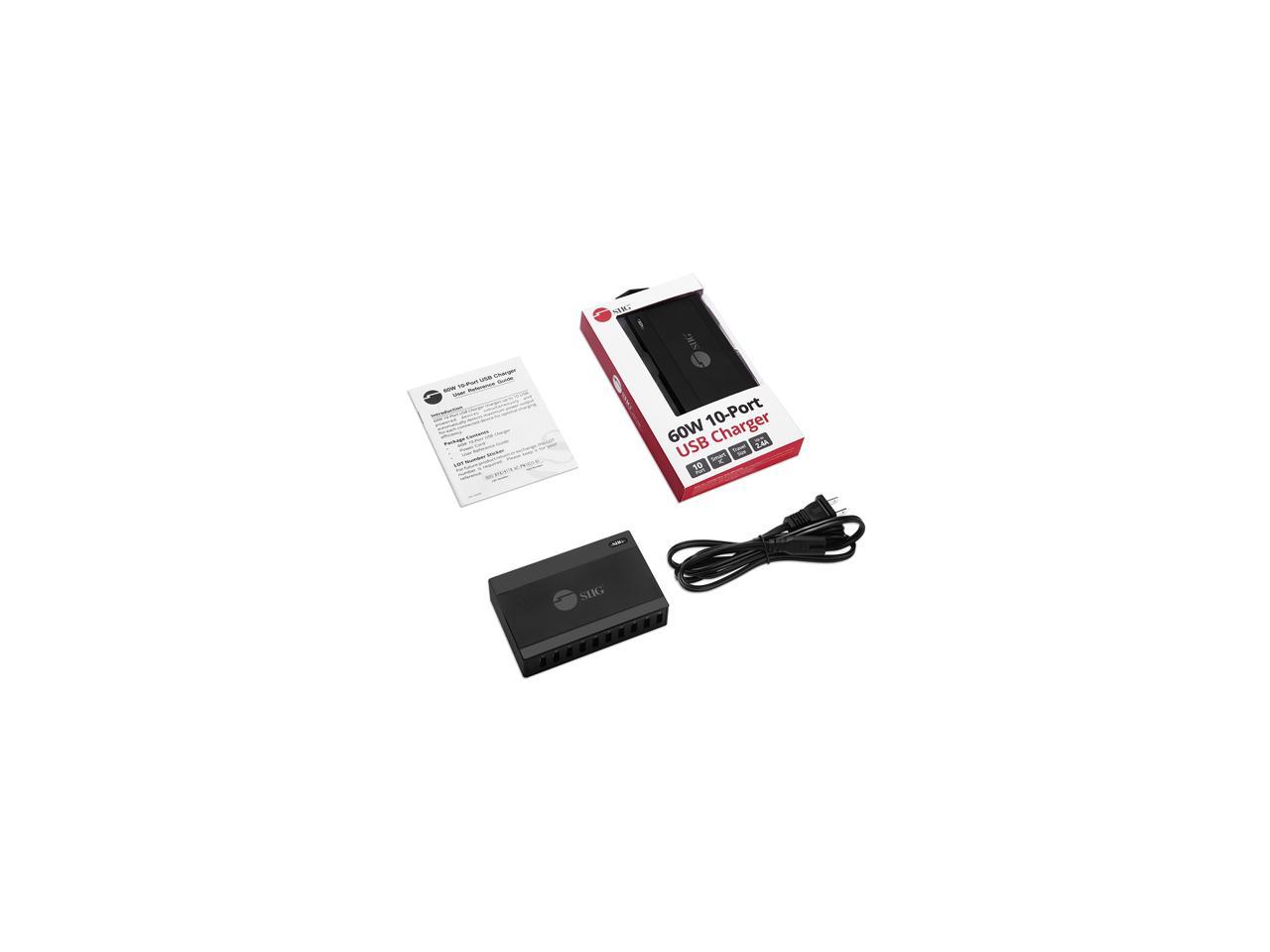 SIIG 60W 10-Port USB Charger
