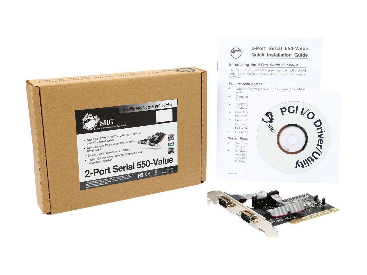 SIIG 2-Port 9-pin Serial Ports PCI Card Model JJ-P20511-S3 - OEM