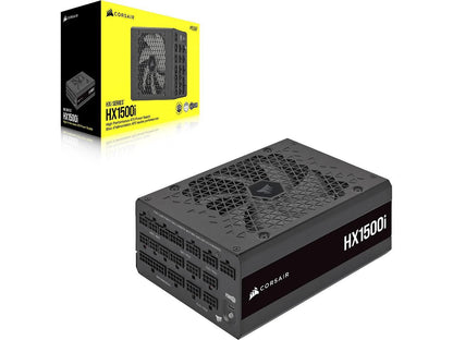CORSAIR HX1500i Fully Modular Ultra-Low Noise ATX Power Supply - ATX 3.0 & PCIe 5.0 Compliant - Fluid Dynamic Bearing Fan - CORSAIR iCUE Software Compatible - 80 PLUS Platinum Efficiency