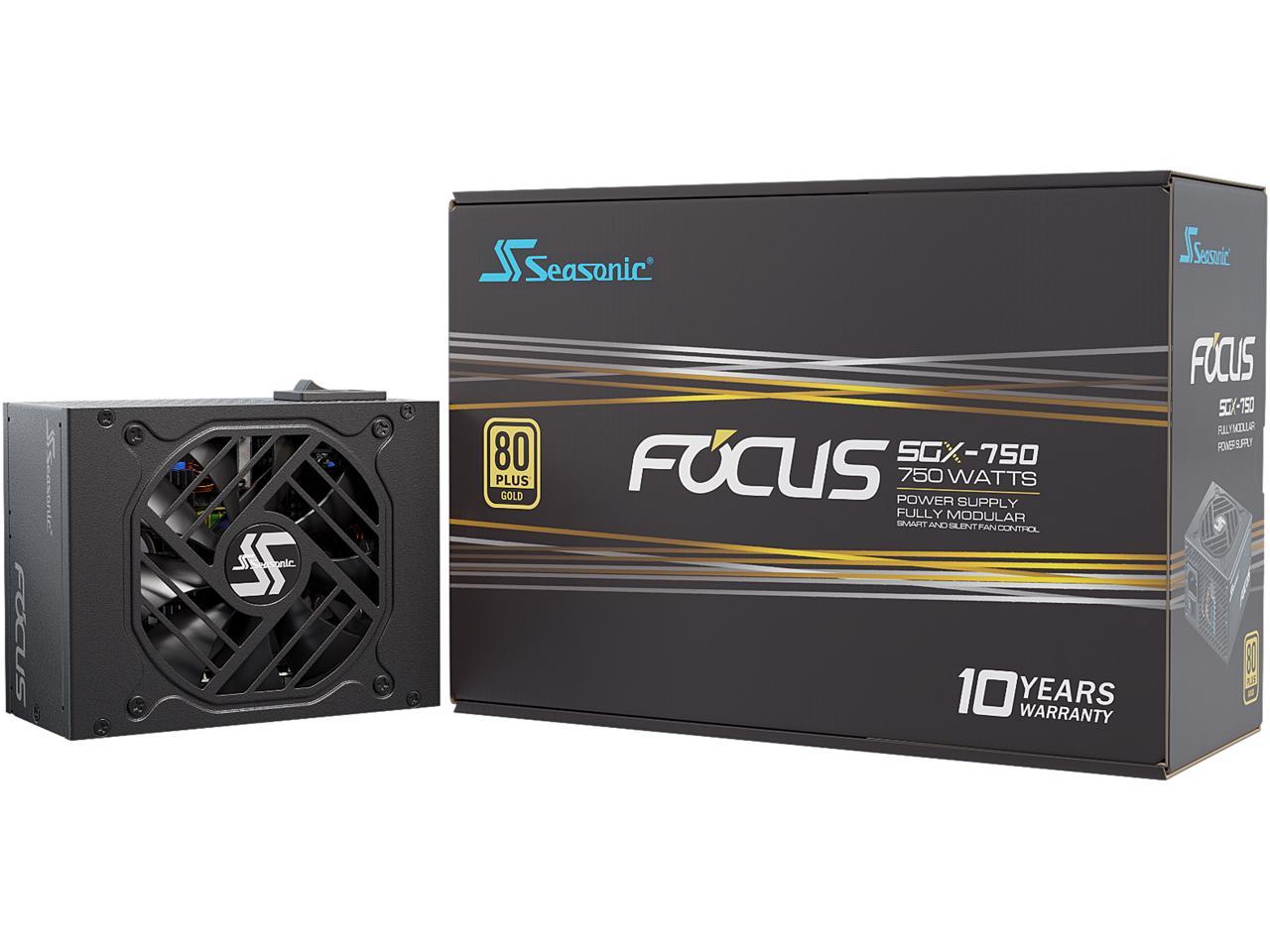 Seasonic FOCUS SGX-750, 750W 80+ Gold, Full-Modular, SFX Form Factor, Low Noise, Premium Japanese Capacitor, 10 Year Warranty, Nvidia RTX 30/40 Super, AMD GPU Compatible, Ref# SSR-750SGX