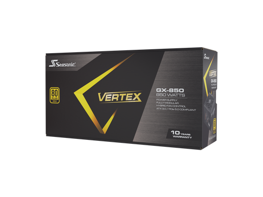 Seasonic VERTEX GX-850, 850W 80+ Gold, ATX 3.0 & PCIe 5.0 Ready, Full-Modular, ATX Form Factor, Low Noise, Premium Japanese Capacitor, 12 Year Warranty, Nvidia RTX 30/40 Super, AMD GPU Compatible
