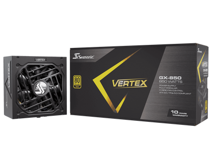Seasonic VERTEX GX-850, 850W 80+ Gold, ATX 3.0 & PCIe 5.0 Ready, Full-Modular, ATX Form Factor, Low Noise, Premium Japanese Capacitor, 12 Year Warranty, Nvidia RTX 30/40 Super, AMD GPU Compatible