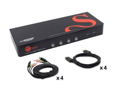 SIIG 4-Port DisplayPort 1.4 8K MST Dual Head KVM Console Switch CE-KV0H11-S1