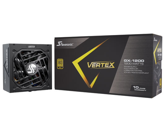 Seasonic VERTEX GX-1200, 1200W 80+ Gold, ATX 3.0 & PCIe 5.0 Ready, Full-Modular, ATX Form Factor, Low Noise, Premium Japanese Capacitor, 12 Year Warranty, Nvidia RTX 30/40 Super, AMD GPU Compatible