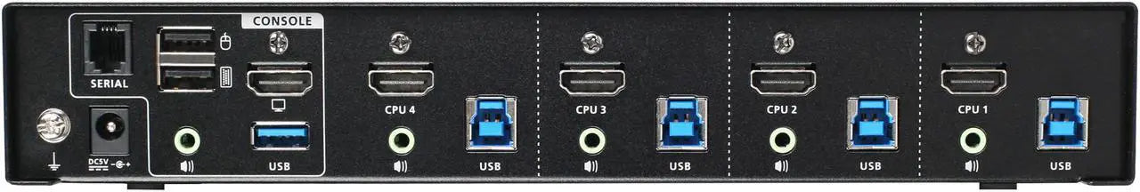 IOGEAR 4-Port 4K KVMP Switch with HDMI Connection, USB 3.0 Hub, and Audio (TAA) - Model GCS1934H