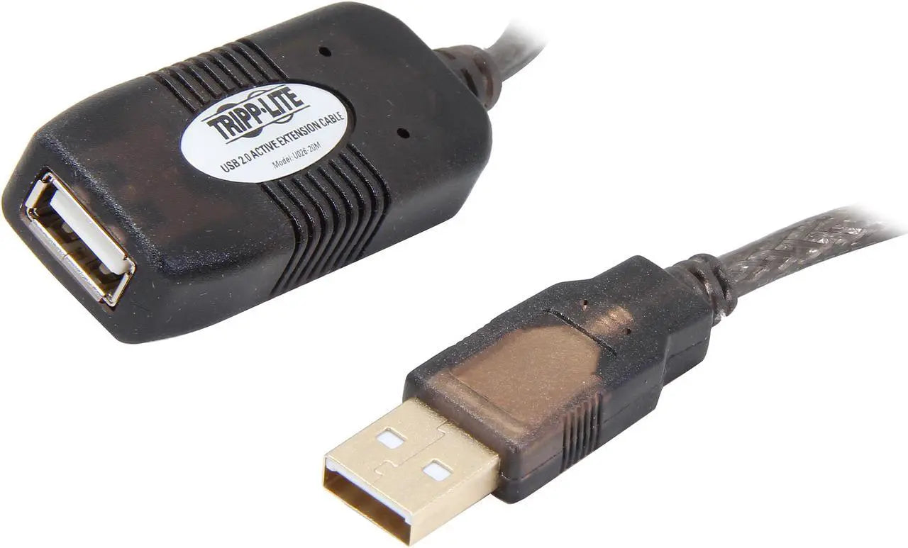 Tripp Lite USB 2.0 Hi-Speed Active Extension Repeater Cable (M/F), USB Type-A, 20M (65-ft.) - Model U026-20M