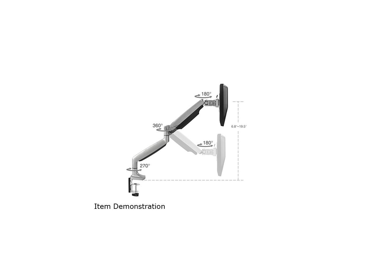 Siig High Premium Aluminum Gas Spring Desk Mount - Single Monitor - VESA (75x75/100x100) - 13" to 32" Screen Support - 19.80 lbs Load Capacity