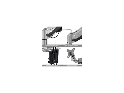 Siig High Premium Aluminum Gas Spring Desk Mount - Single Monitor - VESA (75x75/100x100) - 13" to 32" Screen Support - 19.80 lbs Load Capacity