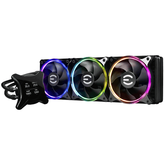 EVGA CLCx 360mm All-In-One LCD CPU Liquid Cooler, 3x 120mm PWM ARGB Fans, Intel, AMD, 5 YR Warranty Model 400-HY-CX36-V1