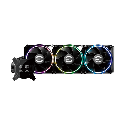 EVGA CLCx 360mm All-In-One LCD CPU Liquid Cooler, 3x 120mm PWM ARGB Fans, Intel, AMD, 5 YR Warranty Model 400-HY-CX36-V1