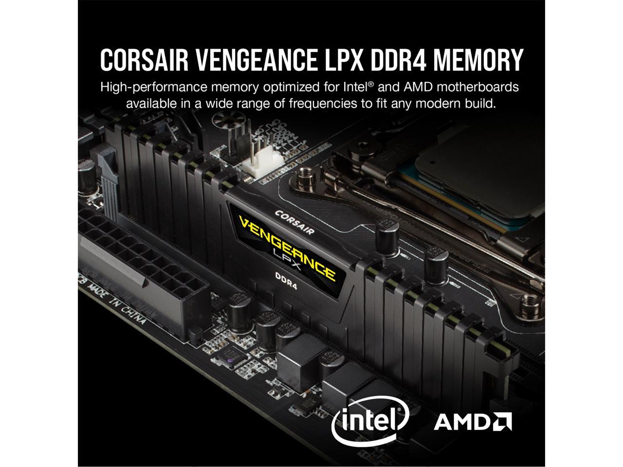 CORSAIR Vengeance LPX 16GB (2 x 8GB) 288-Pin PC RAM DDR4 2400 (PC4 19200) Memory Kit Model CMK16GX4M2A2400C14