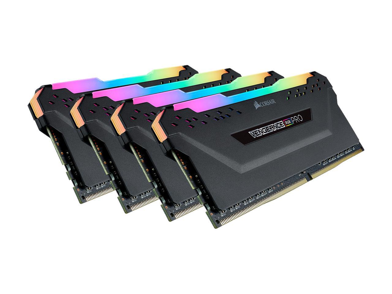 CORSAIR Vengeance RGB Pro 32GB (4 x 8GB) 288-Pin DDR4 DRAM DDR4 3200 (PC4 25600) Desktop Memory Model CMW32GX4M4C3200C16