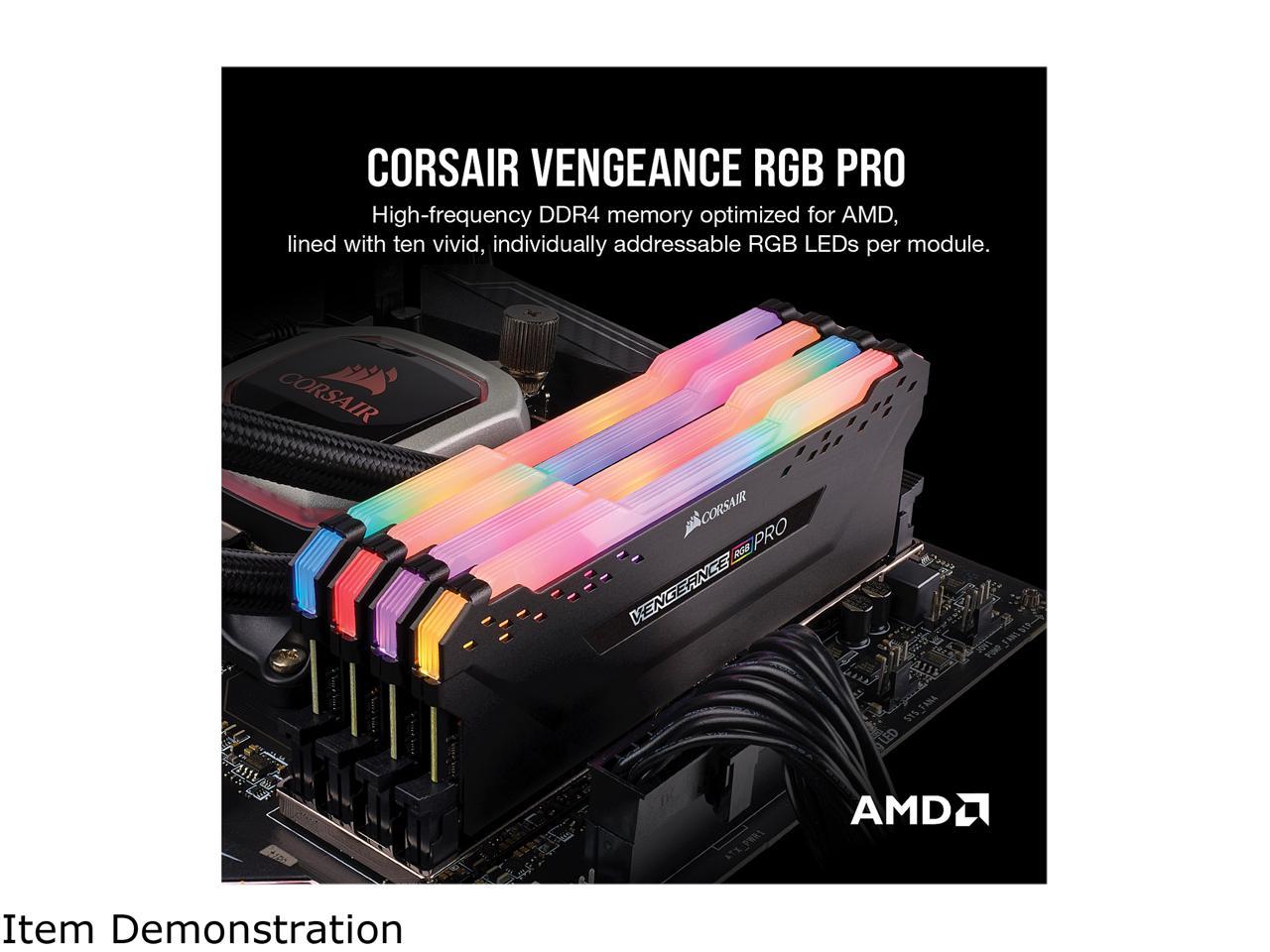 CORSAIR Vengeance RGB Pro (AMD Ryzen Ready) 32GB (2 x 16GB) 288-Pin DDR4 2933 (PC4 23400) AMD Optimized Desktop Memory Model CMW32GX4M2Z2933C16