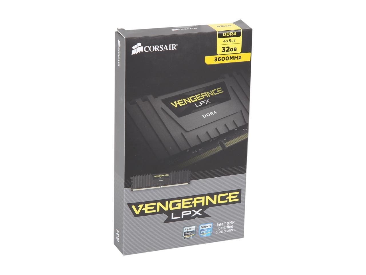 CORSAIR Vengeance LPX 32GB (4 x 8GB) 288-Pin PC RAM DDR4 3600 (PC4 28800) Desktop Memory Model CMK32GX4M4D3600C18