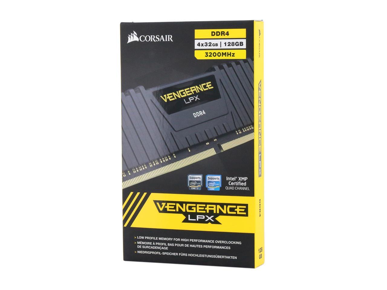 CORSAIR Vengeance LPX 128GB (4 x 32GB) 288-Pin PC RAM DDR4 3200 (PC4 25600) Desktop Memory Model CMK128GX4M4E3200C16