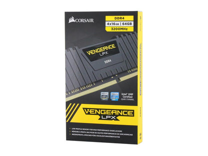 CORSAIR Vengeance LPX 64GB (4 x 16GB) 288-Pin PC RAM DDR4 3200 (PC4 25600) Desktop Memory Model CMK64GX4M4E3200C16