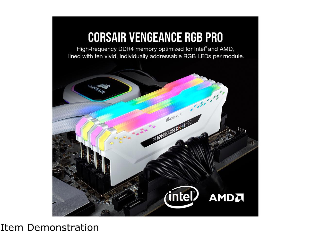 CORSAIR Vengeance RGB Pro 32GB (2 x 16GB) 288-Pin PC RAM DDR4 3200 (PC4 25600) Desktop Memory Model CMW32GX4M2E3200C16W
