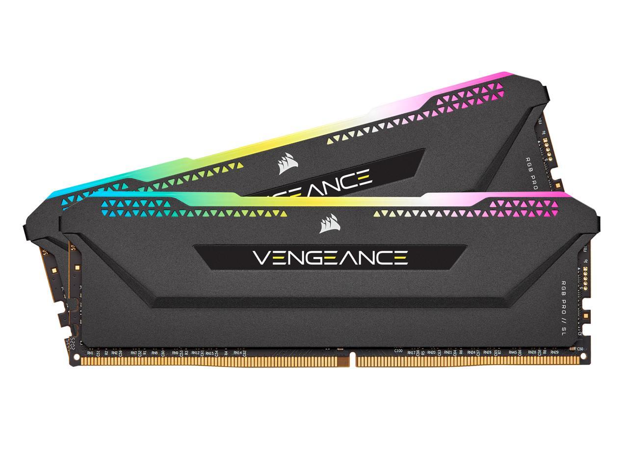 CORSAIR Vengeance RGB Pro SL 32GB (2 x 16GB) 288-Pin DDR4 3200 (PC4 25600) Optimized for AMD Ryzen Desktop Memory Model CMH32GX4M2Z3200C16