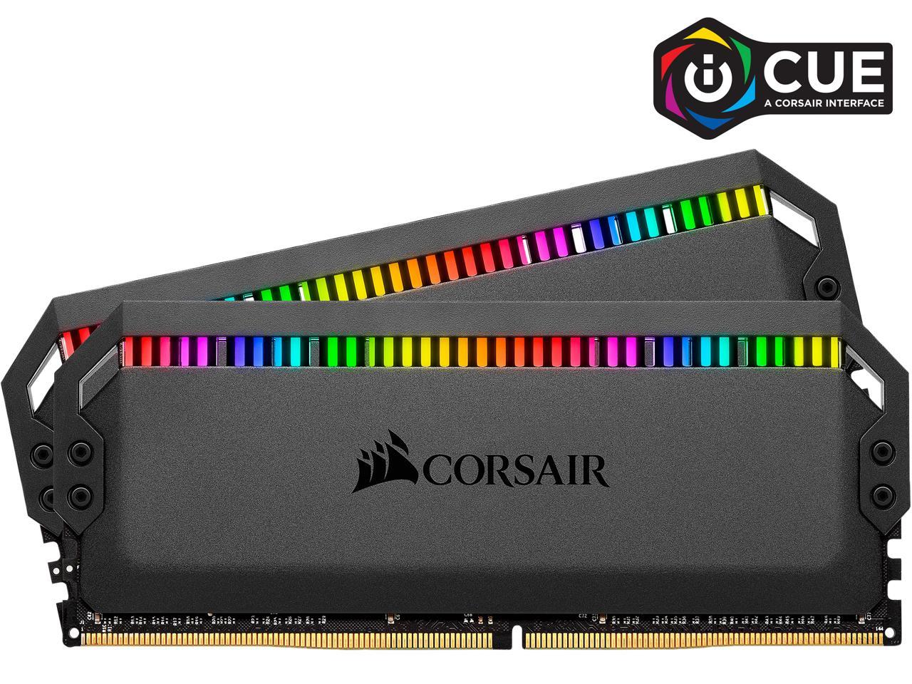 CORSAIR Dominator Platinum RGB 32GB (2 x 16GB) 288-Pin PC RAM DDR4 3200 (PC4 25600) Desktop Memory Model CMT32GX4M2E3200C16