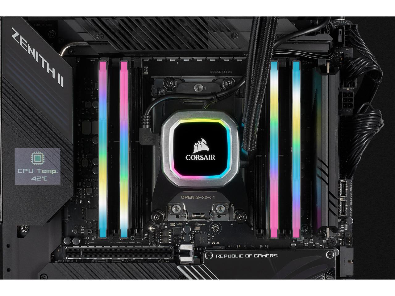 CORSAIR Vengeance RGB Pro SL 64GB (2 x 32GB) 288-Pin PC RAM DDR4 3200 (PC4 25600) Desktop Memory Model CMH64GX4M2E3200C16