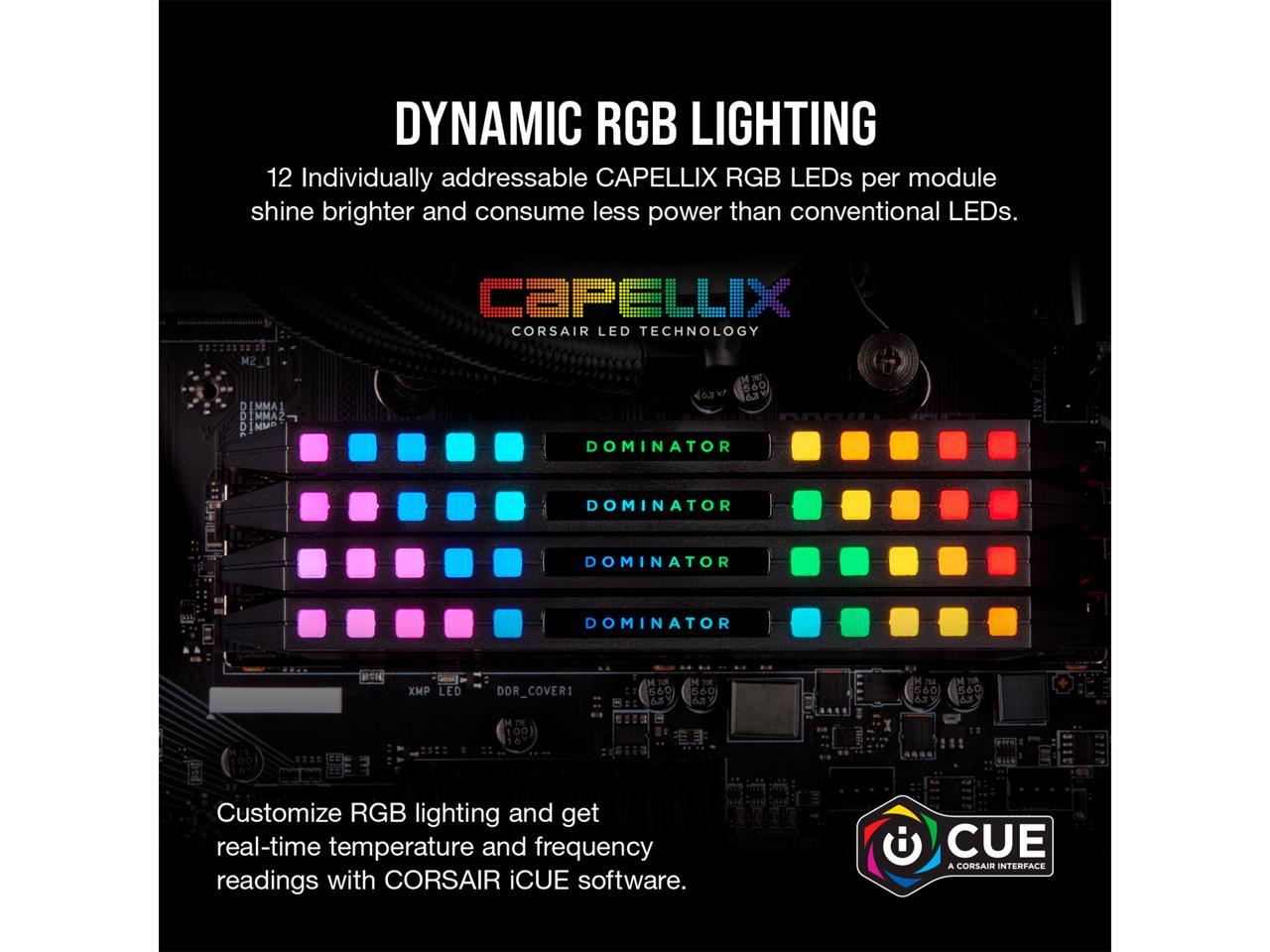 CORSAIR Dominator Platinum RGB 64GB (2 x 32GB) 288-Pin PC RAM DDR5 6400 (PC5 51200) Desktop Memory Model CMT64GX5M2B6400C32