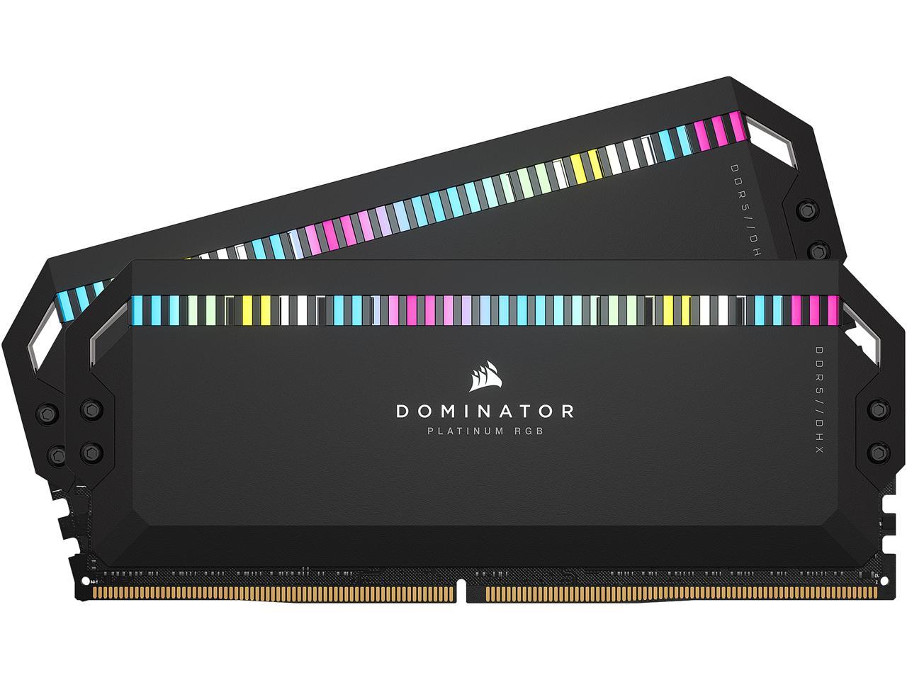 CORSAIR Dominator Platinum RGB 64GB (2 x 32GB) 288-Pin PC RAM DDR5 5200 (PC5 41600) Desktop Memory Model CMT64GX5M2B5200C40