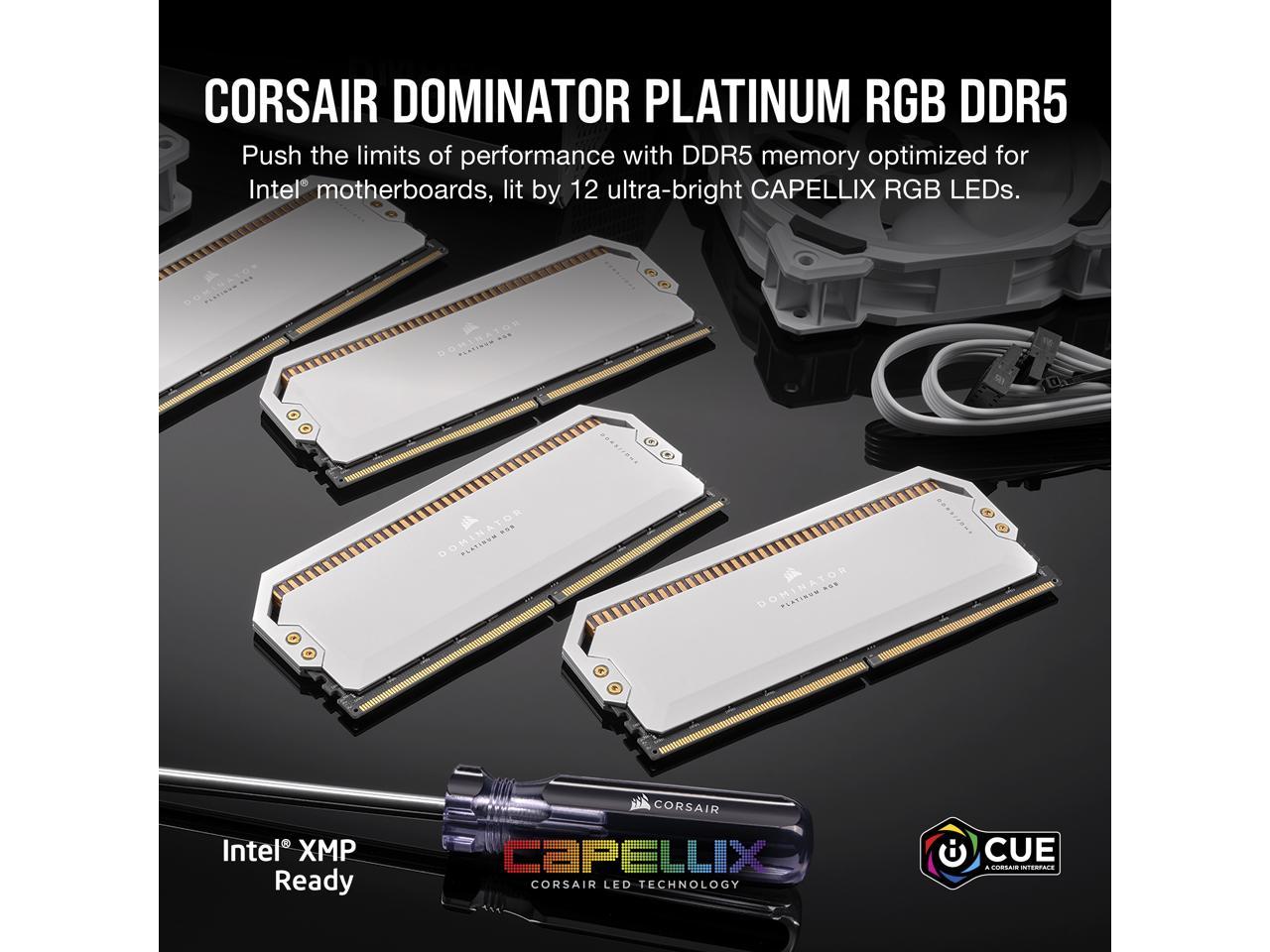 CORSAIR Dominator Platinum RGB 32GB (2 x 16GB) DDR5 5200 (PC5 41600) Desktop Memory Model CMT32GX5M2B5200C40W